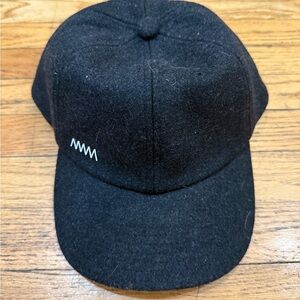 Love Your Melon Black Wool Cap with Small White Wave Stitch